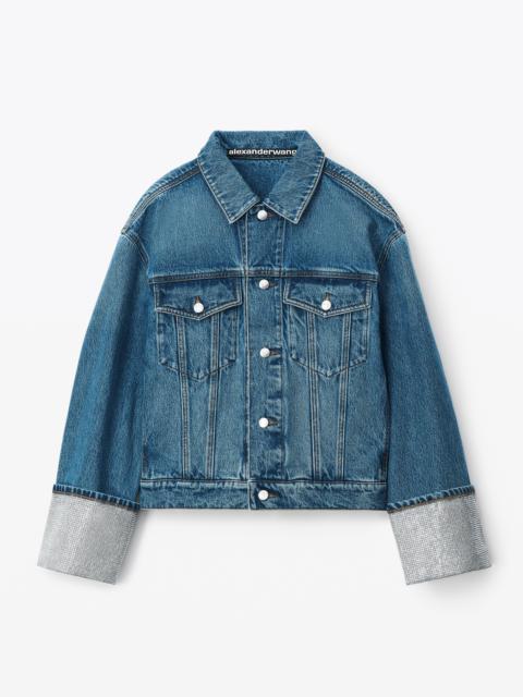 Alexander Wang CRYSTAL CUFF TRUCKER JACKET IN DENIM