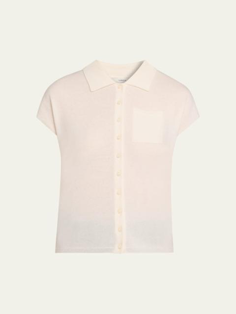 Vince Short-Sleeve Cashmere-Blend Polo Sweater