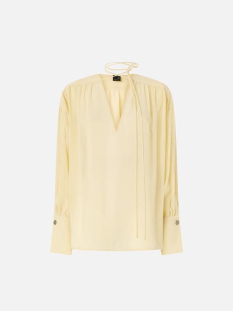 PINKO V-NECK BLOUSE WITH GATHERING