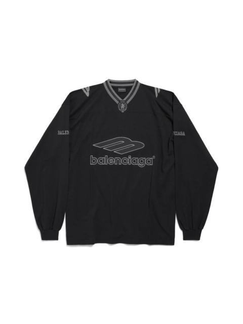 Men's 3b Football Long Sleeve V-neck T-shirt in Black/anthracite