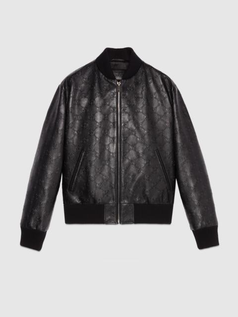 GUCCI GG leather bomber jacket