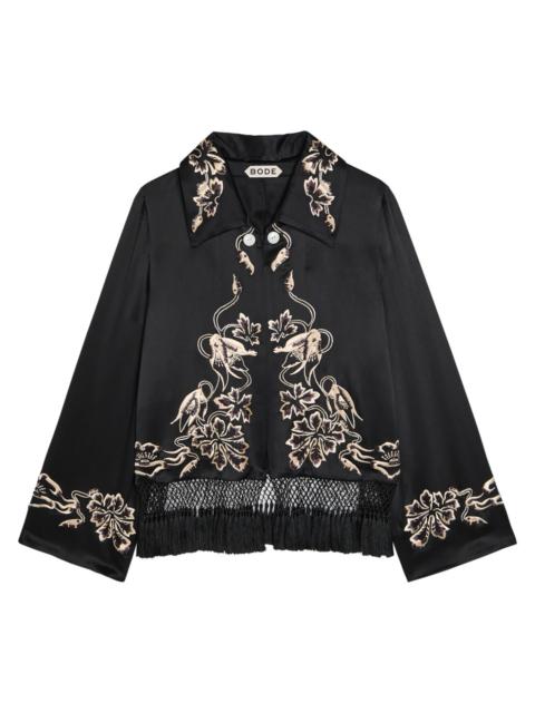 BODE Bode Phantasm Floral Fringed Silk Jacket