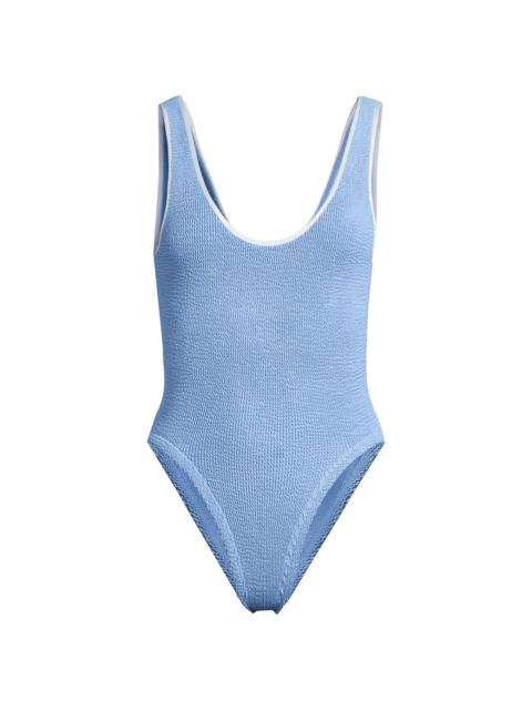 Hunza G Women's Faye Textured V-Neck One-Piece Swimsuit - Cornflower