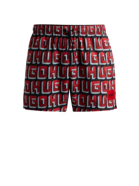 HUGO QUICK-DRY SWIM SHORTS WITH ALL-OVER LOGO PRINT