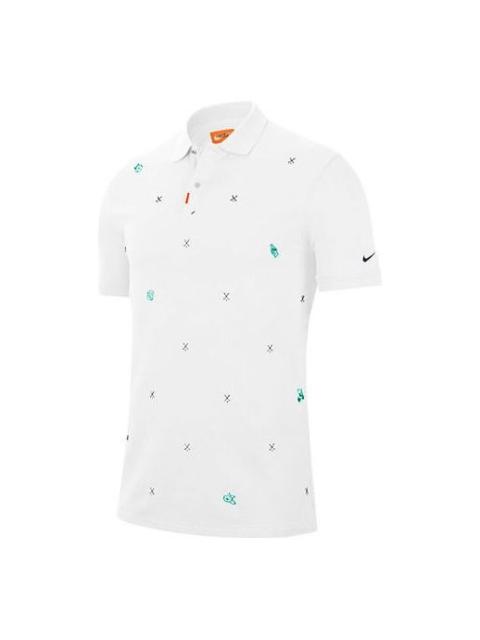 Nike Nike Geometry Pattern Embroidered Short Sleeve Polo Shirt White CI9783-100