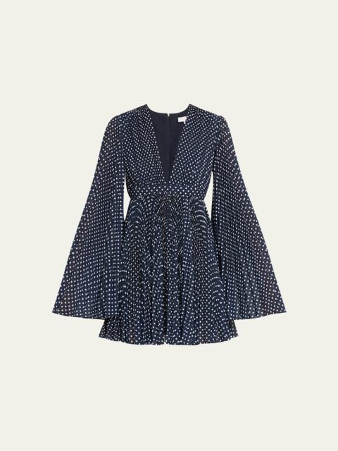 MICHAEL KORS COLLECTION Polka Dot Pleated Fit-Flare Mini Dress