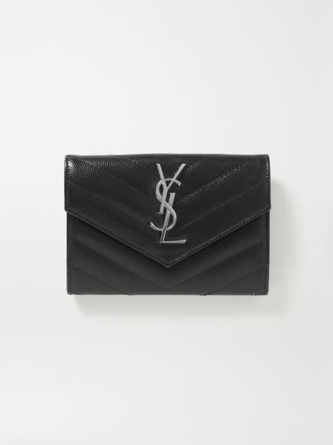 SAINT LAURENT Monogramme Envelope Quilted Textured-leather Wallet