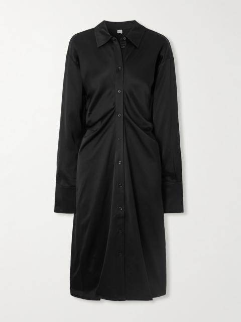 TOTEME Draped Satin-crepe Midi Dress