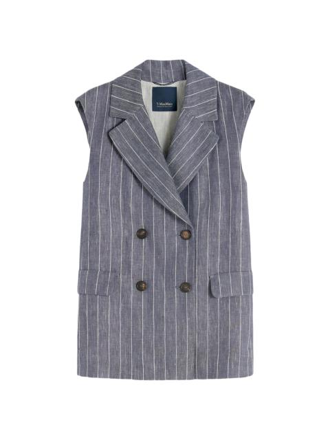 Max Mara Women's Pinstriped Linen Batavia Gilet with Denim Effect - Ultramarine