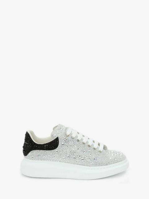 Alexander McQueen Men's Crystal-embellished Oversized Sneaker in White/black