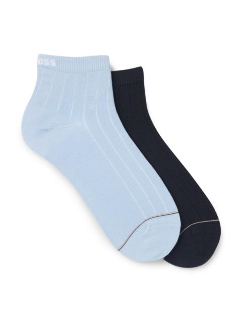 BOSS TWO-PACK OF RIBBED COTTON-BLEND SHORT SOCKS