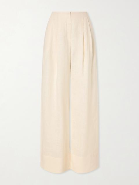 ANDRES OTALORA Ancestra Pleated Linen Wide-leg Pants