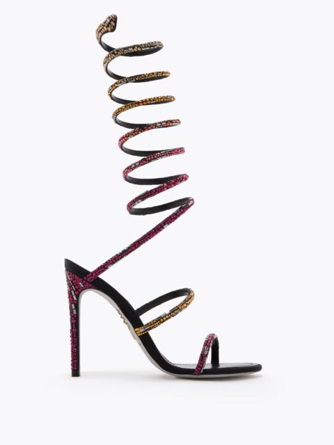 RENE CAOVILLA SUPER CLEO BLACK SANDAL WITH SWAROVSKI CRYSTALS 105