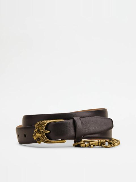 Tod's BELT IN LEATHER - BROWN