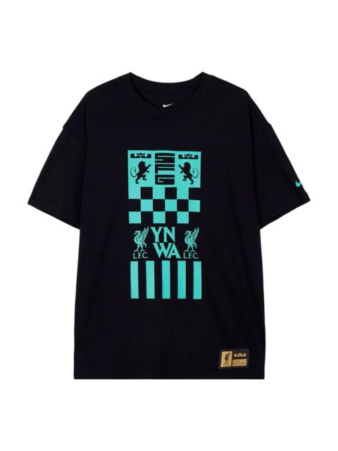 Nike Nike LeBron x Liverpool FC Max90 Soccer T-Shirt Asia Sizing 'Black Teal' FZ8908-010