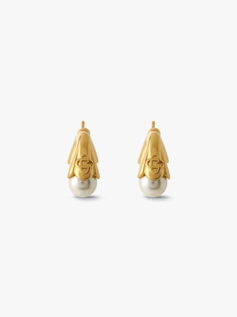 CASABLANCA Gold & White Double Lotus Pearl Earrings | Casablanca Paris