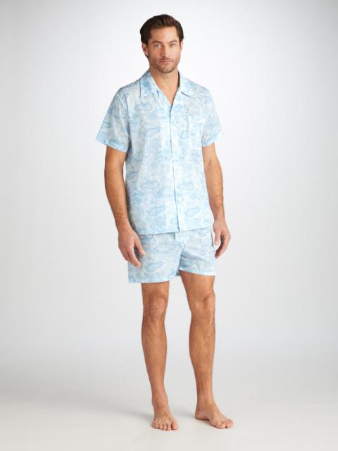 Derek Rose Men's Short Pajamas Ledbury 77 Cotton Batiste White