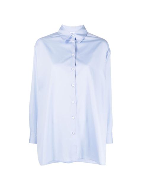 pointed-collar oversized cotton shirt