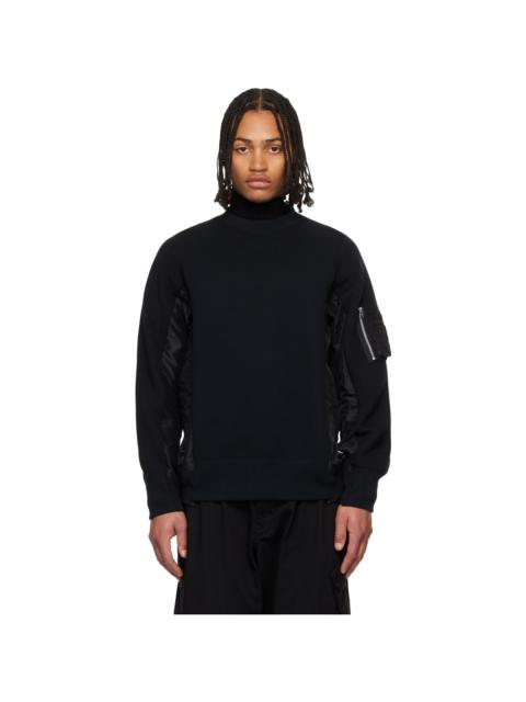 sacai Black Sponge Sweat & Nylon Twill Sweatshirt