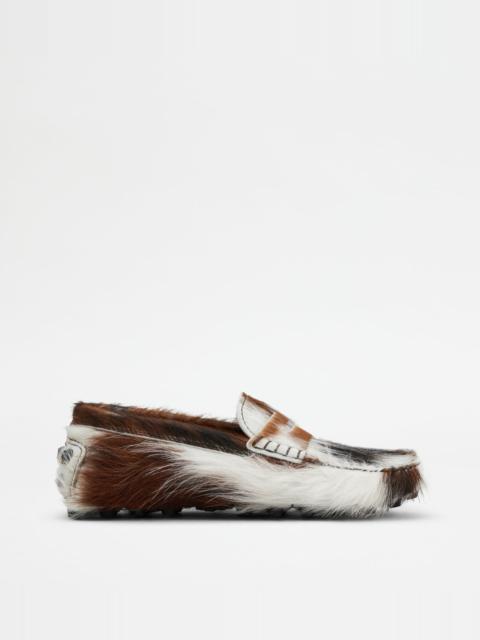 Tod's GOMMINO BUBBLE IN PONY-SKIN EFFECT LEATHER - BROWN, WHITE