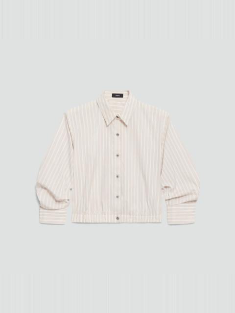 Theory Cropped Shirt in Striped Cotton-Blend