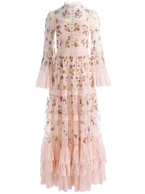 Alice + Olivia ALLEGRA EMBELLISHED LACE MAXI DRESS