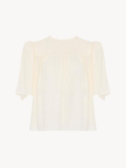 Chloé CREW-NECK GATHERED TOP IN SILK JACQUARD