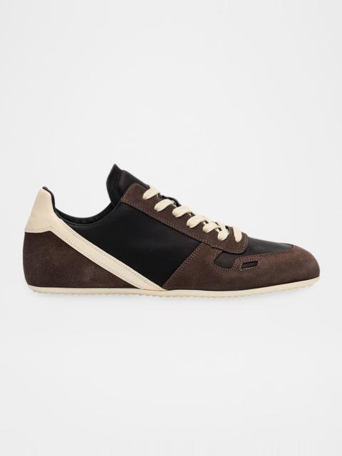 Rick Owens Minimal Mixed Leather Low-Top Sneakers