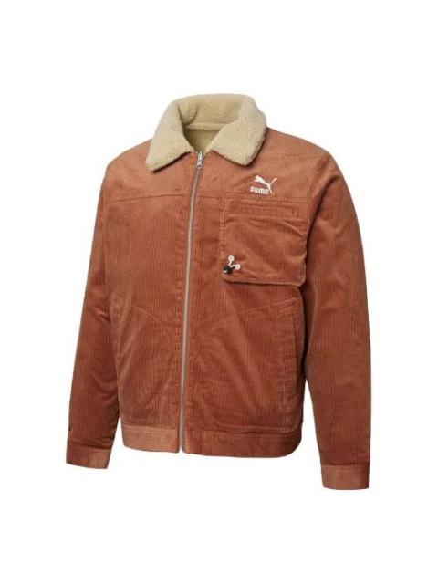 PUMA PUMA 코드 자수 로고 뒤집을 수 있는 corduroy 재킷 브라운 534751-17