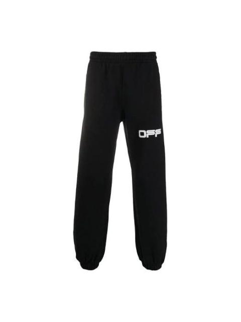 Off-White Men's Off-White Logo Pattern Printing Bundle Feet Sports Pants/Trousers/Joggers Black OMCH022S20E300