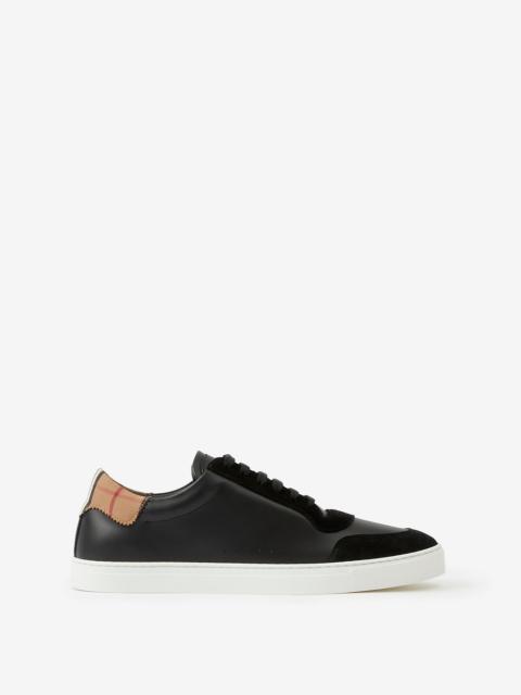 Burberry Leather, Suede and Vintage Check Cotton Sneakers