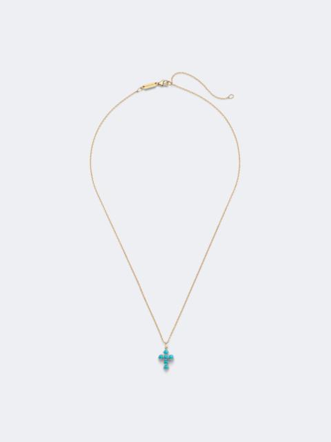 SUZANNE KALAN Sacred Round 18kt gold pendant necklace with turquoise and diamonds