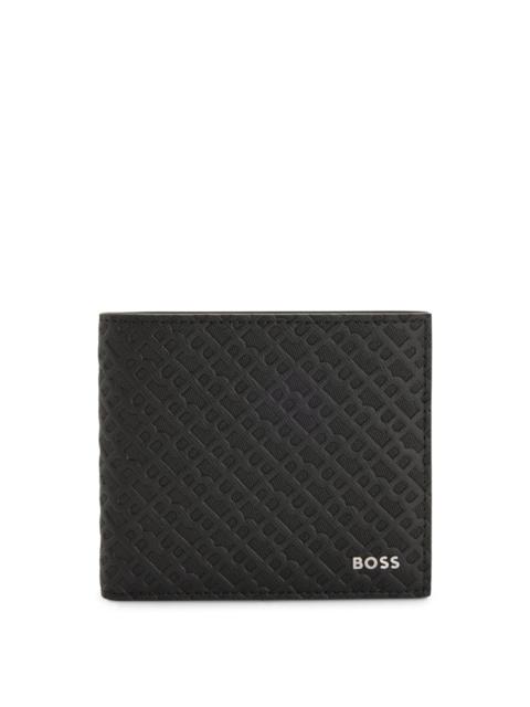 BOSS MONOGRAM-STRUCTURE WALLET WITH LOGO TRIM