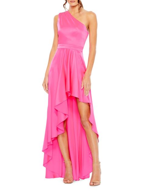 MAC DUGGAL Women's One-Shoulder High-Low Satin Gown - Hot Pink