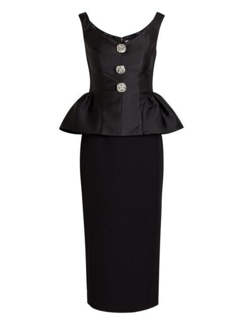 ROLAND MOURET embellished peplum midi dress