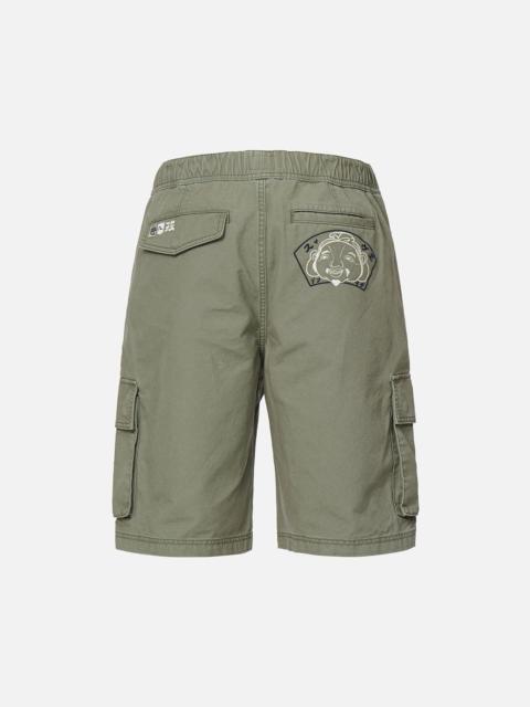 EVISU GODHEAD EMBROIDERY CARGO SHORTS