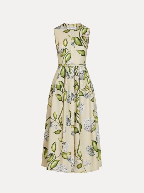 Oscar de la Renta PORCELAIN FLOWER COTTON POPLIN DRESS