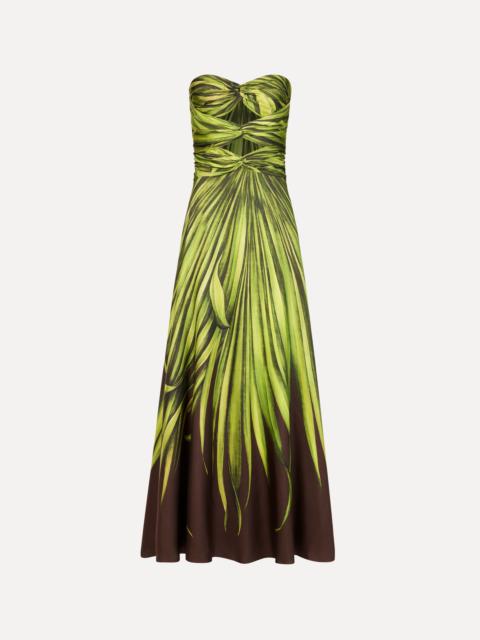Oscar de la Renta PALM LEAVES SILK TWILL COCKTAIL DRESS