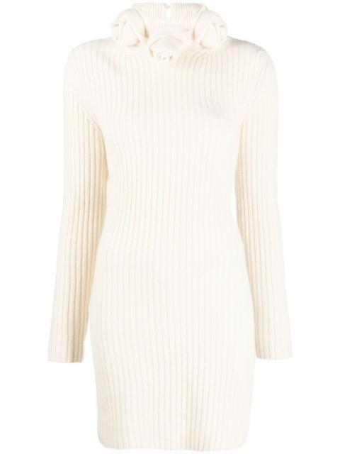 Blumarine roll-neck wool mini dress