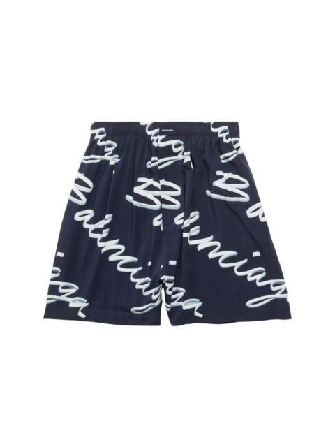 BALENCIAGA scribble-logo pyjama shorts
