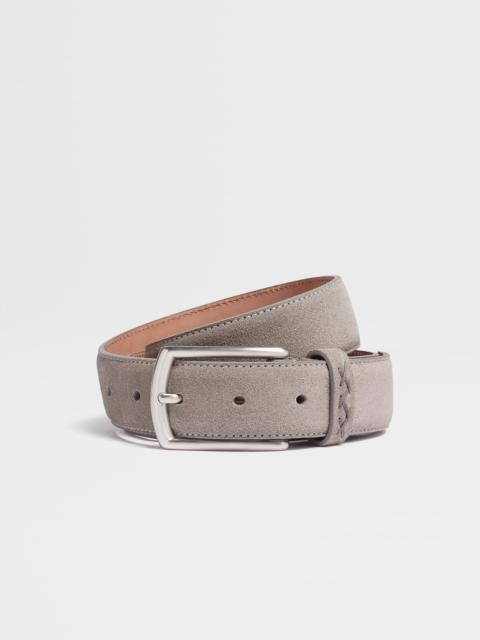 ZEGNA GREY MÉLANGE SUEDE BELT