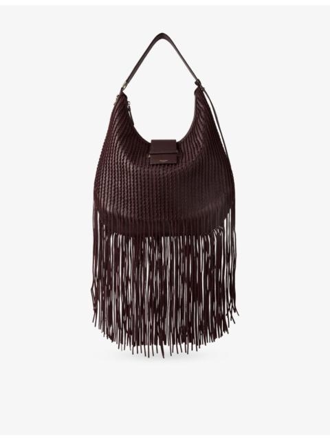 JIMMY CHOO Bar Hobo Biker Leather Shoulder Bag
