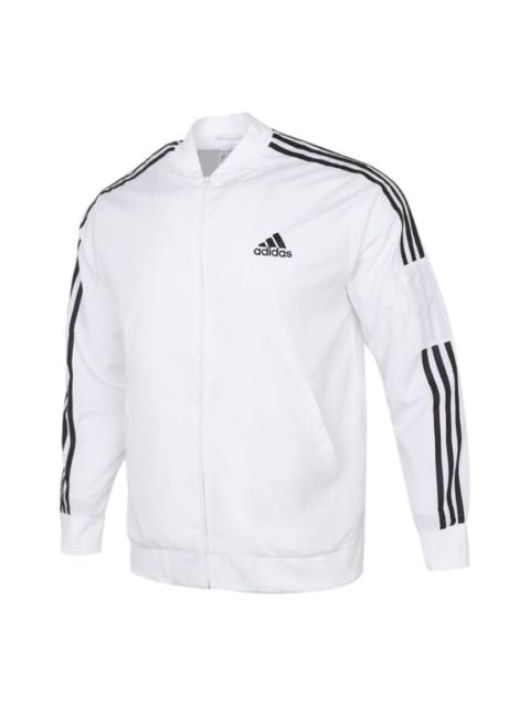 adidas Stripe Sports Woven Logo Jacket White H14635