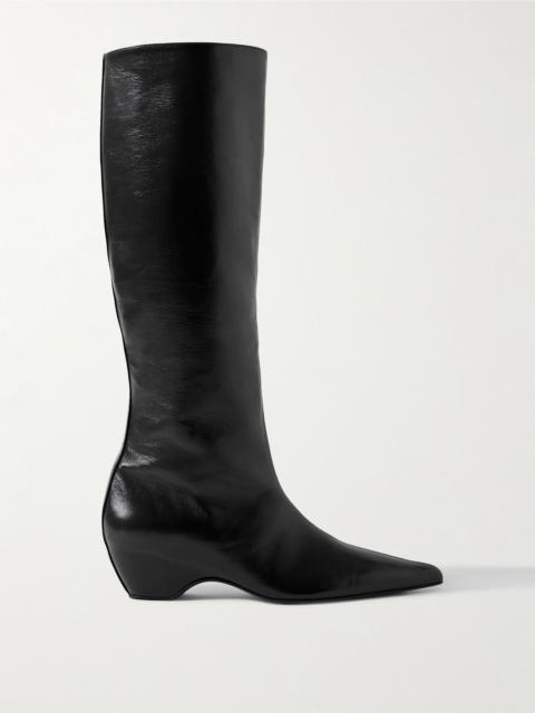 KHAITE Sybil glossed-leather knee boots Black