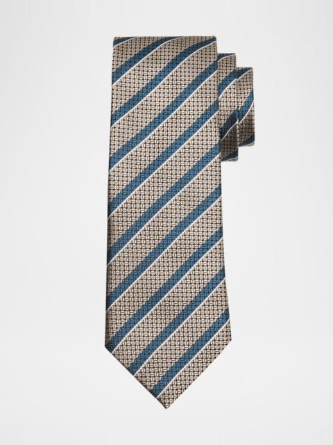 ZEGNA Men's Stripe Jacquard Silk Tie