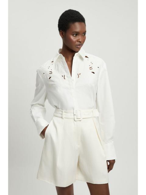 KAREN MILLEN Cotton Poplin Cutwork Shirt