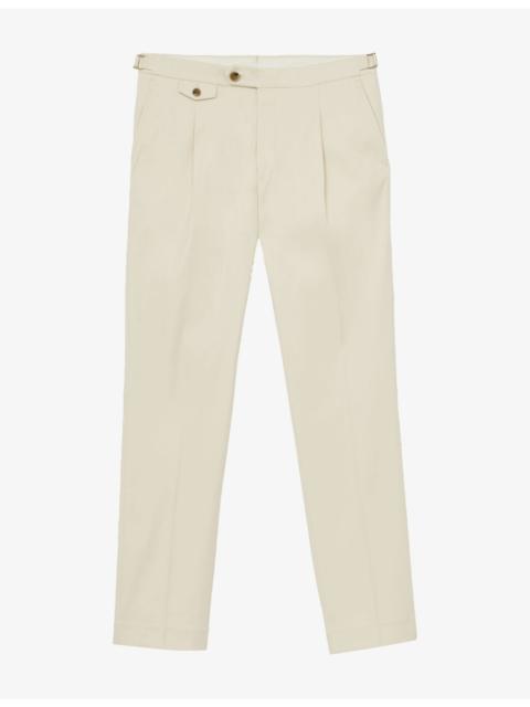 REISS Float Tailored-Fit Side-Adjuster Cotton-Blend Trousers