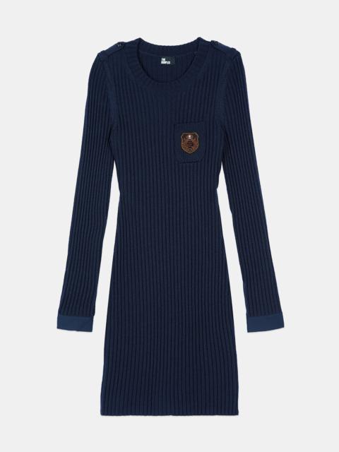 The Kooples NAVY BLUE KNITTED SHORT DRESS