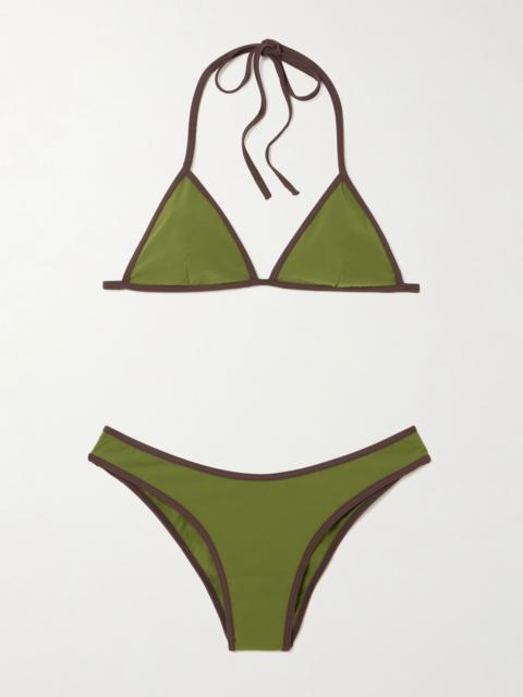 FAITHFULL Ania two-tone recycled triangle bikini Green
