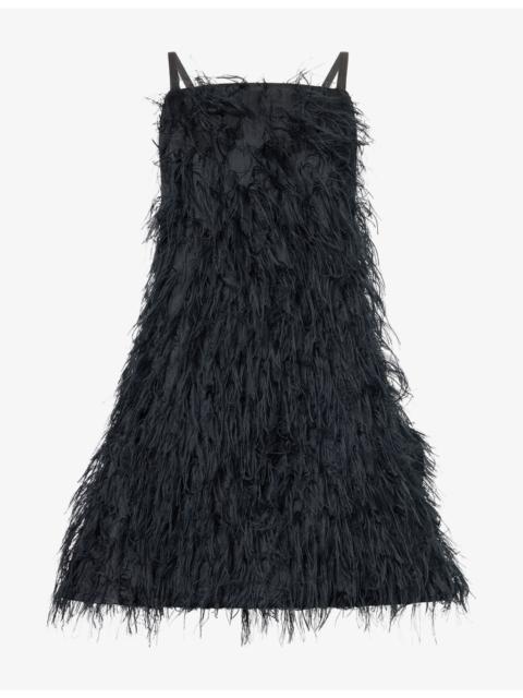 SIMKHAI Kalla Feather-Trim Jacquard Mini Dress